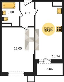 Квартира 39,6 м², 1-комнатная - изображение 1