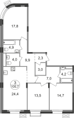 96 м², 3-комнатная квартира 42 750 000 ₽ - изображение 79