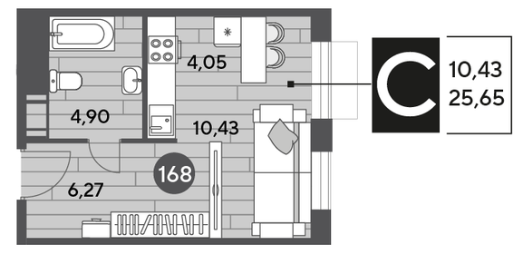 25,7 м², квартира-студия 5 222 340 ₽ - изображение 6