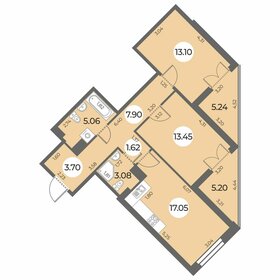 Квартира 70,2 м², 2-комнатная - изображение 1