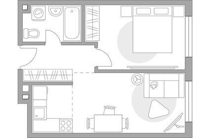 Квартира 42,9 м², 2-комнатная - изображение 1