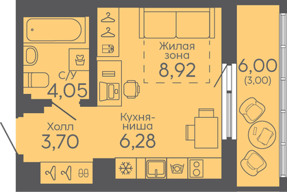 Квартира 26 м², студия - изображение 1