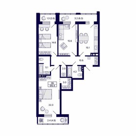 99,4 м², 3-комнатная квартира 14 313 600 ₽ - изображение 72