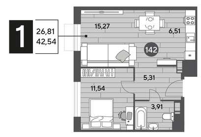 45,3 м², 1-комнатная квартира 7 400 000 ₽ - изображение 62