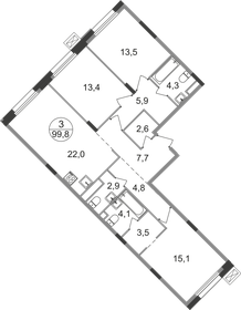 100,6 м², 3-комнатная квартира 22 432 342 ₽ - изображение 32