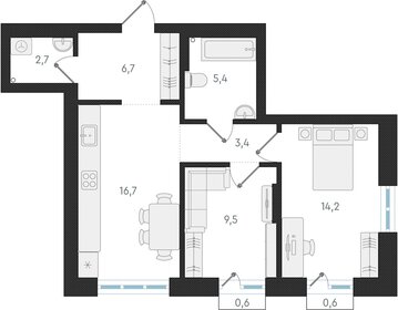 59,1 м², 2-комнатная квартира 12 700 000 ₽ - изображение 61