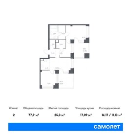 Квартира 77,9 м², 2-комнатная - изображение 1