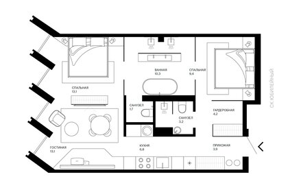 53,1 м², 2-комнатная квартира 21 505 500 ₽ - изображение 31