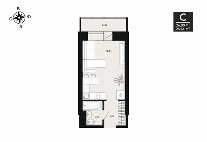 Квартира 25,4 м², 1-комнатная - изображение 1