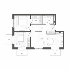 60,5 м², 3-комнатная квартира 7 200 000 ₽ - изображение 99