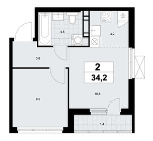 Квартира 34,2 м², 2-комнатная - изображение 1