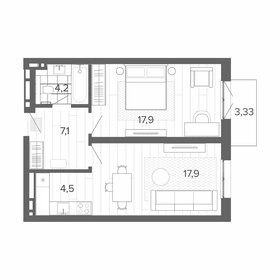 Квартира 52,6 м², 2-комнатная - изображение 1