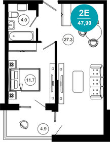 Квартира 47,9 м², 2-комнатные - изображение 1