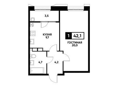 Квартира 42,1 м², 1-комнатная - изображение 1