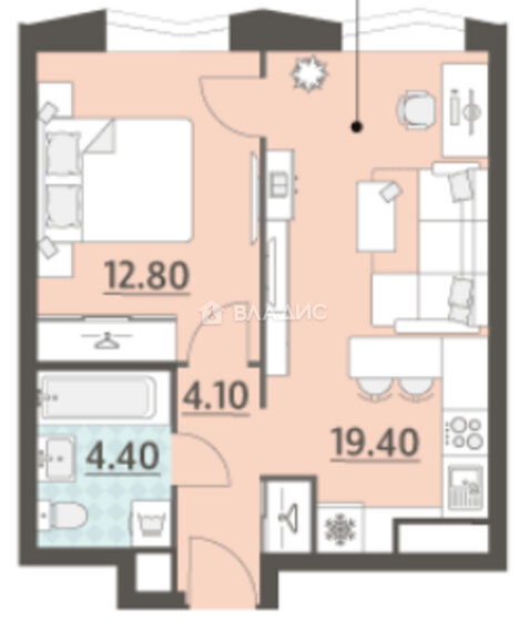 40,7 м², 1-комнатная квартира 18 700 000 ₽ - изображение 1