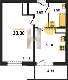 32,6 м², 1-комнатная квартира 3 859 200 ₽ - изображение 12