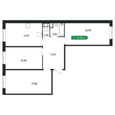 Квартира 76,7 м², 3-комнатная - изображение 2