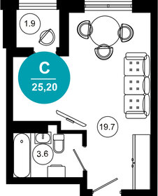 Квартира 25,2 м², 1-комнатные - изображение 1