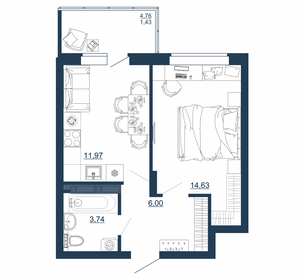 Квартира 37,8 м², 1-комнатная - изображение 1