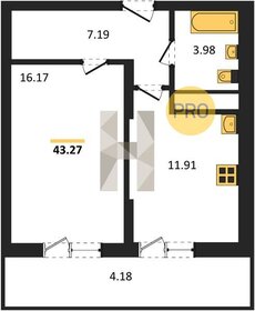 Квартира 43,4 м², 1-комнатная - изображение 1