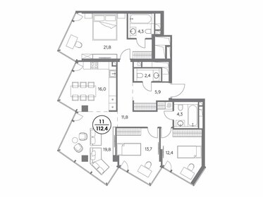 128,2 м², 3-комнатная квартира 83 458 200 ₽ - изображение 30