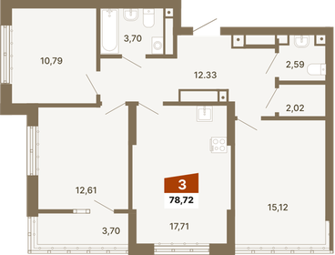 81,8 м², 3-комнатная квартира 11 650 000 ₽ - изображение 22