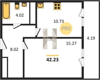 Квартира 42,2 м², 1-комнатная - изображение 1