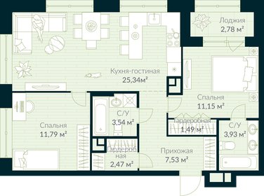 62,7 м², 2-комнатная квартира 9 300 000 ₽ - изображение 41