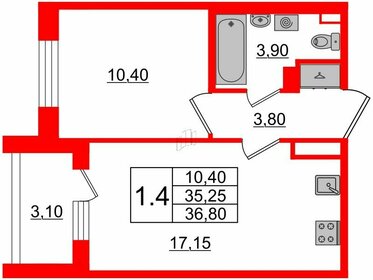 Квартира 35,3 м², 1-комнатная - изображение 1