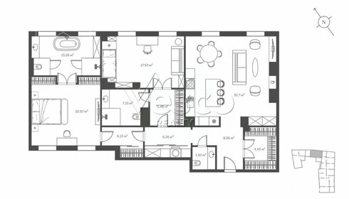 Квартира 128 м², 3-комнатная - изображение 1