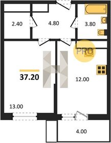 Квартира 37,2 м², 1-комнатная - изображение 1