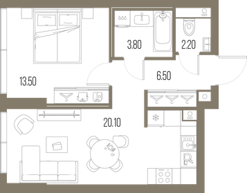 46,3 м², 1-комнатная квартира 20 422 930 ₽ - изображение 65