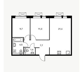 Квартира 55,4 м², 2-комнатная - изображение 1