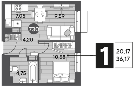 36,2 м², 1-комнатная квартира 6 116 347 ₽ - изображение 15