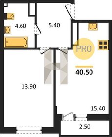 Квартира 40,5 м², 1-комнатная - изображение 1