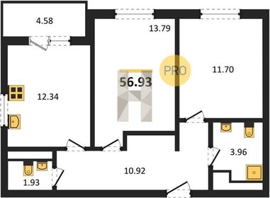 Квартира 56,9 м², 2-комнатная - изображение 1