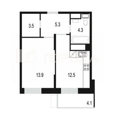 Квартира 44,3 м², 1-комнатная - изображение 2