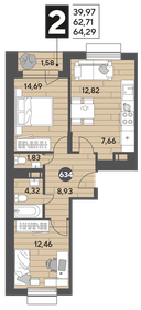 70,9 м², 2-комнатная квартира 9 500 000 ₽ - изображение 91
