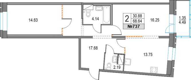 67 м², 2-комнатная квартира 16 400 000 ₽ - изображение 134