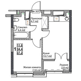 Квартира 37,2 м², 1-комнатная - изображение 1