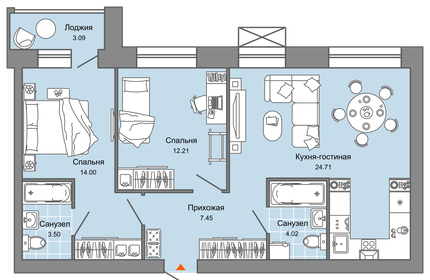 Квартира 67 м², 3-комнатная - изображение 1