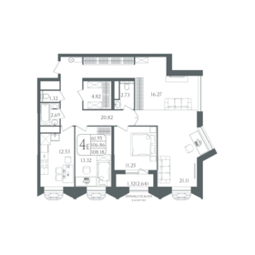 Квартира 108,2 м², студия - изображение 1