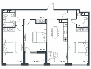 Квартира 88,5 м², 3-комнатная - изображение 1