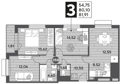 84 м², 3-комнатная квартира 15 200 000 ₽ - изображение 23