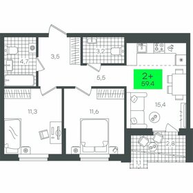 Квартира 59,5 м², 2-комнатная - изображение 1