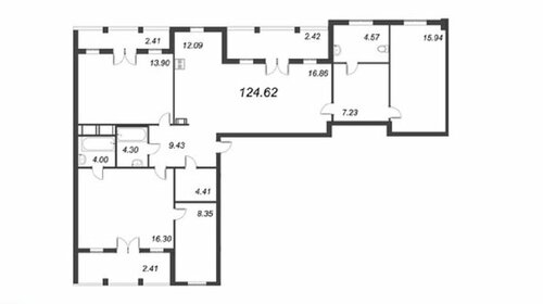 Квартира 124,6 м², 3-комнатная - изображение 1