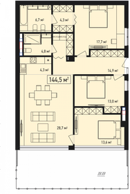 Квартира 144,5 м², 4-комнатная - изображение 1
