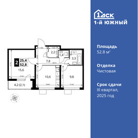 52,8 м², 2-комнатная квартира 12 165 120 ₽ - изображение 35