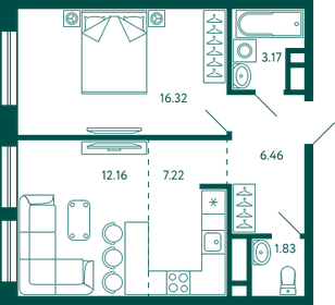 47,7 м², 1-комнатная квартира 7 523 394 ₽ - изображение 15