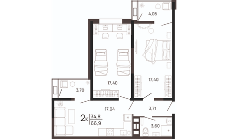 48 м², 2-комнатные апартаменты 8 900 000 ₽ - изображение 37